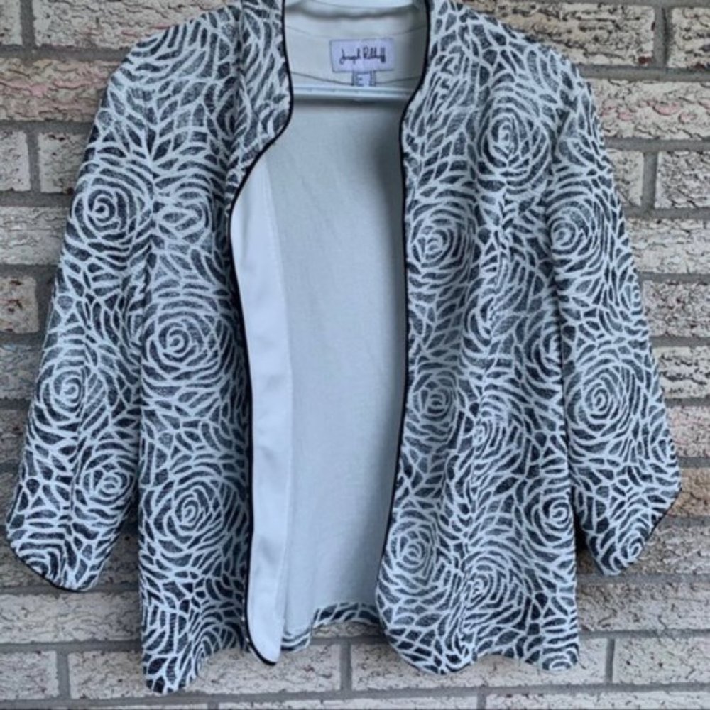 Joseph Ribkoff black white Rose print jacket 16 US - Picture 6 of 10
